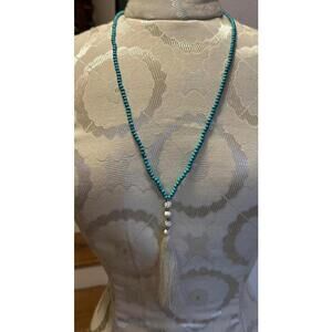 Vintage Handmade Native American Style Beaded Necklace with Tassel